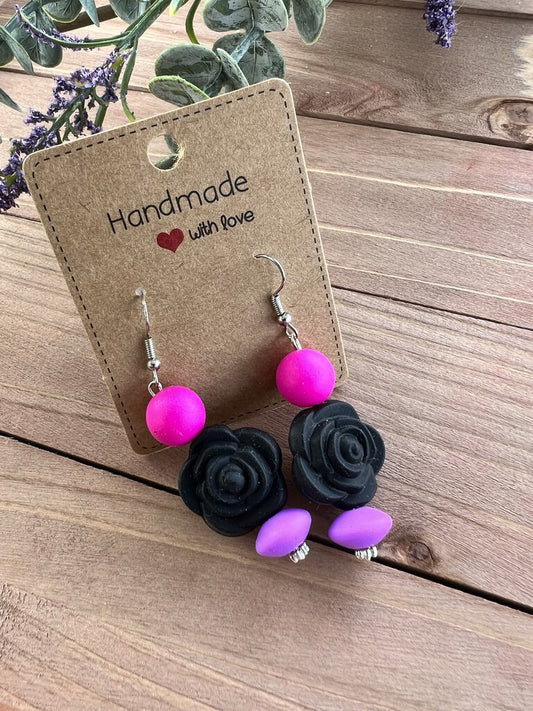 Black Rose Earrings