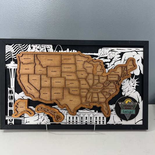 Map - Large United States w/wood easel