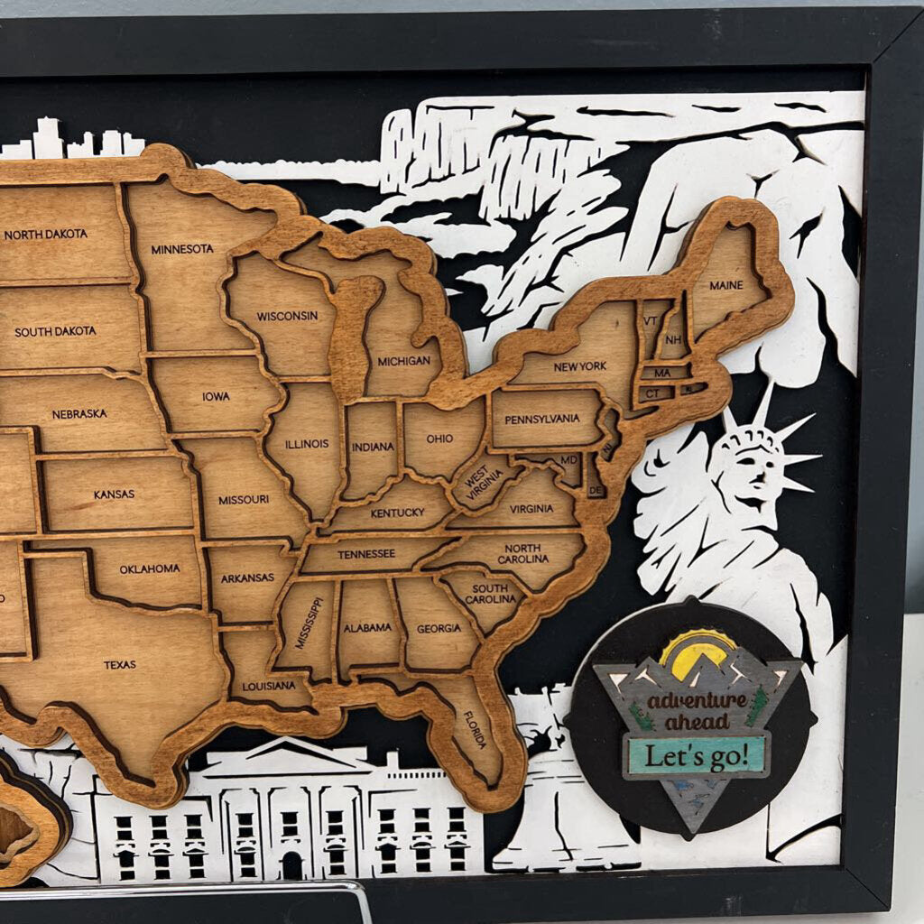 Map - Large United States w/wood easel