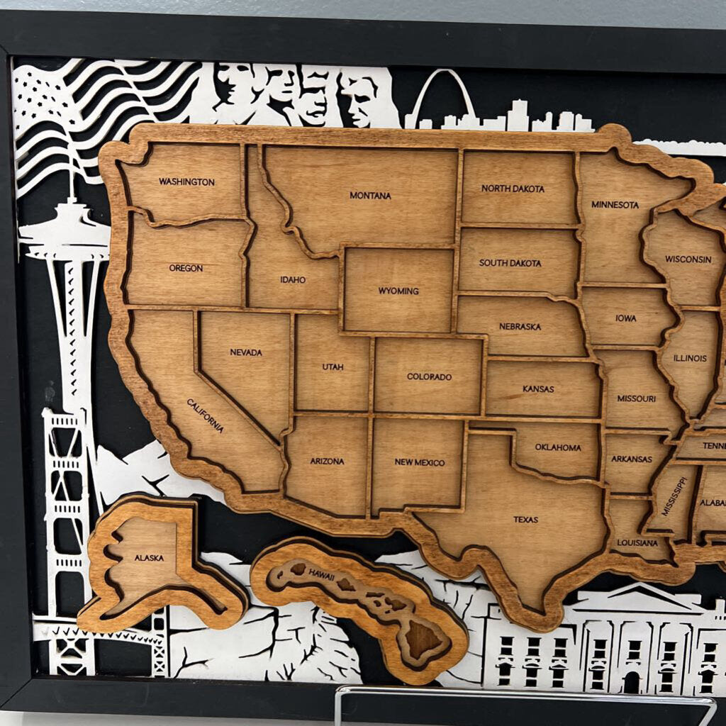 Map - Large United States w/wood easel