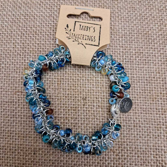 Blue/silver dangle bracelet