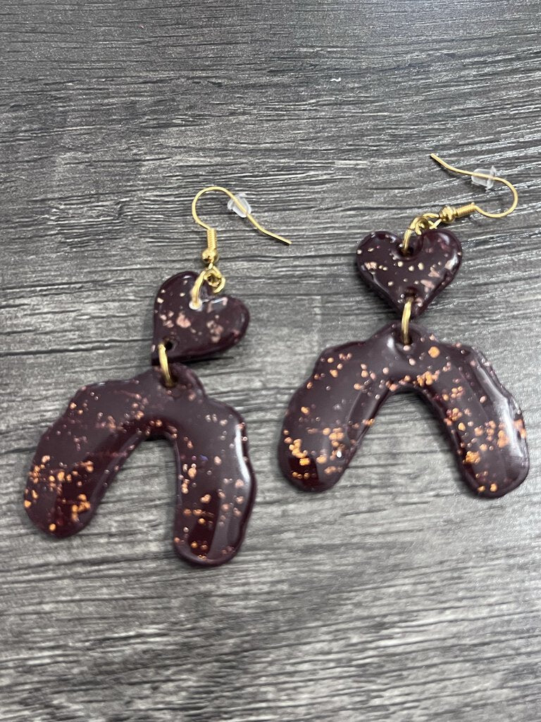 Maroon & Gold Dangle Earrings