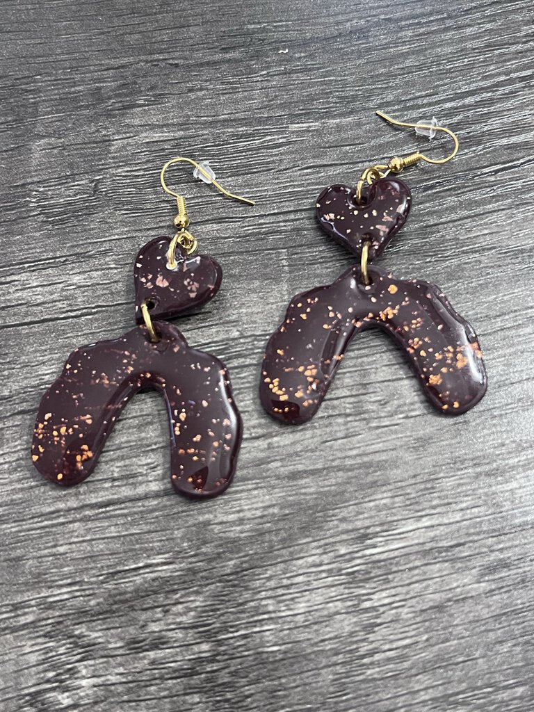 Maroon & Gold Dangle Earrings