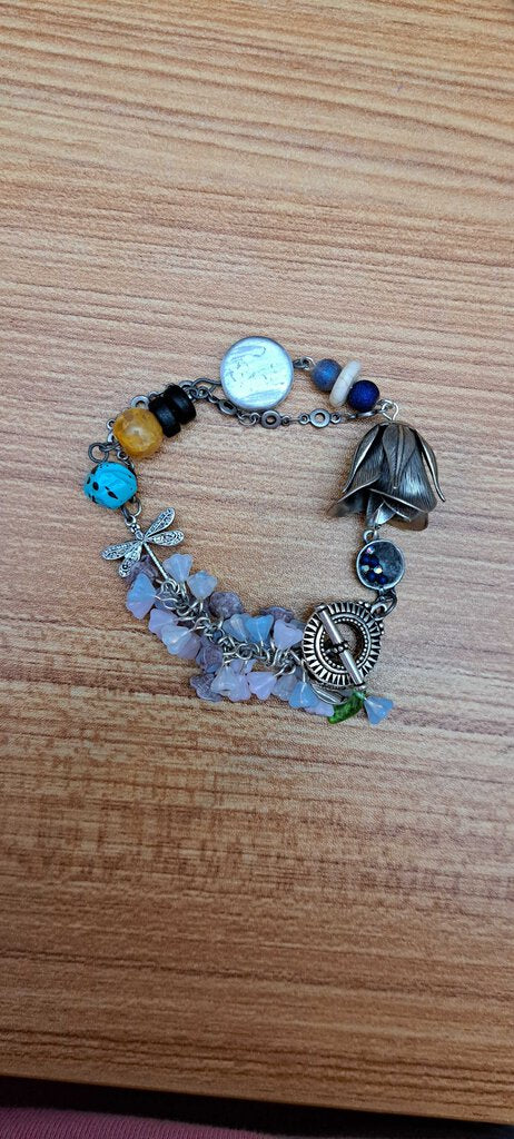 Flowers and Dragonfly bracelet