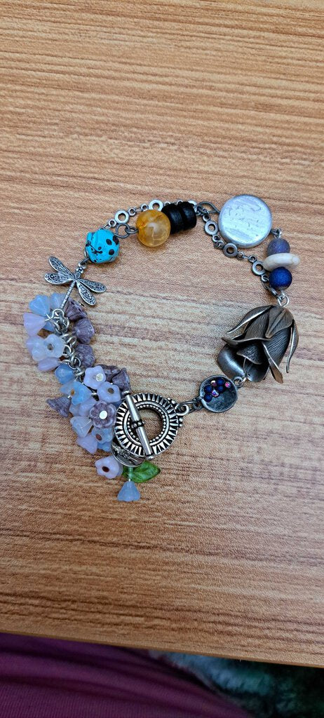 Flowers and Dragonfly bracelet