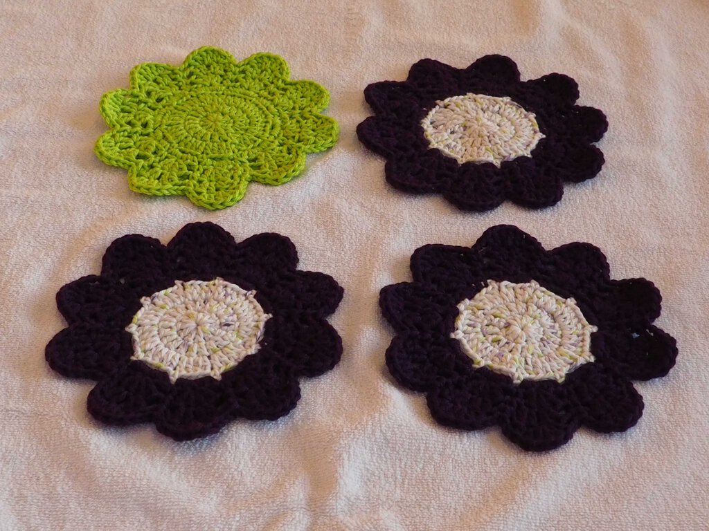 Set of 4 Flower Dishcloths