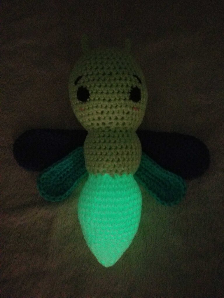 Lightning Bug, Firefly, Glow in the Dark, Bug Handmade Crochet.