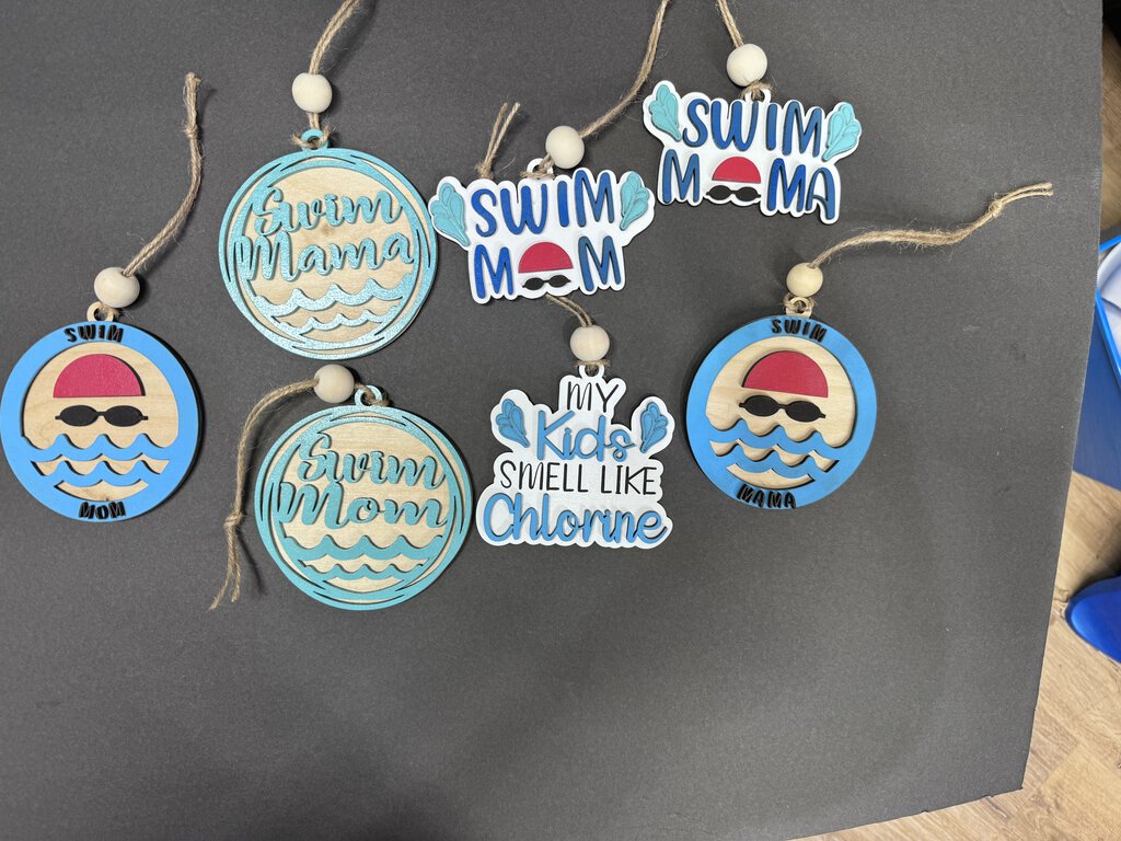 Swim mom car charms