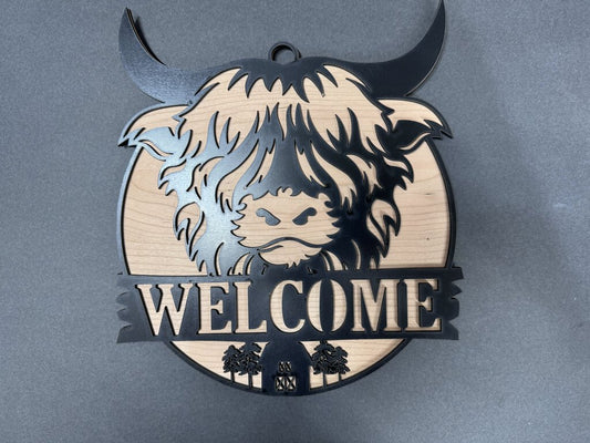 Highland cow sign