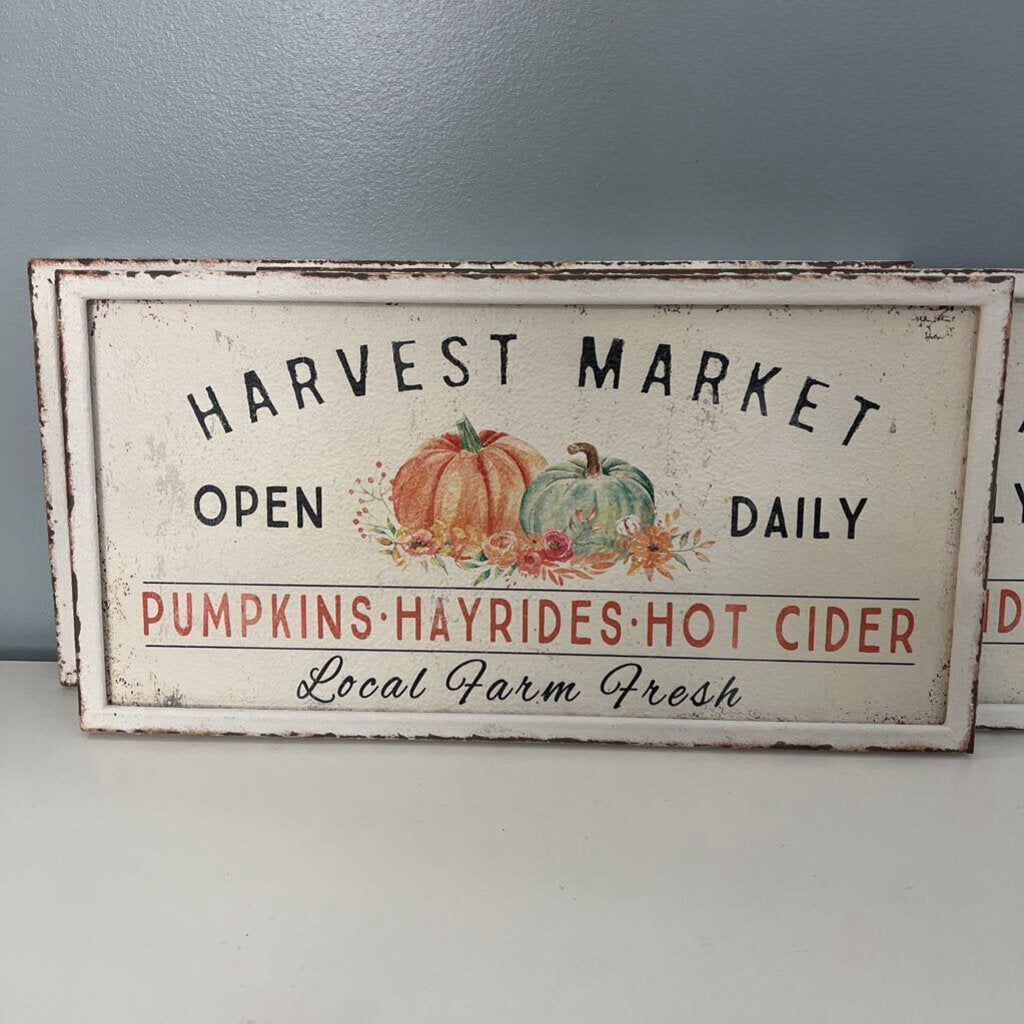 Harvest Market tin signs