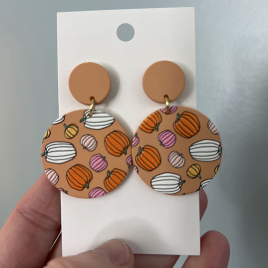 Earrings - terra cotta w pumpkins