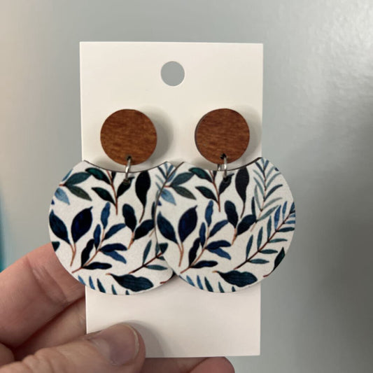 Earrings - blue leaves