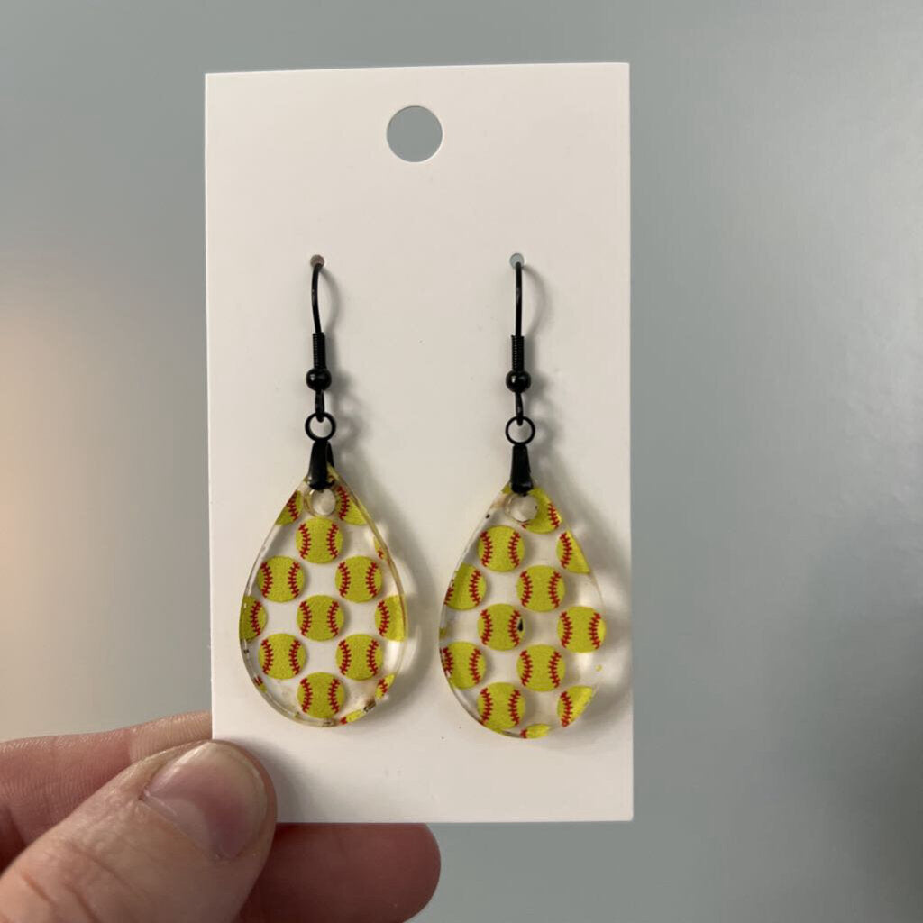 Earrings - acrylic softballs