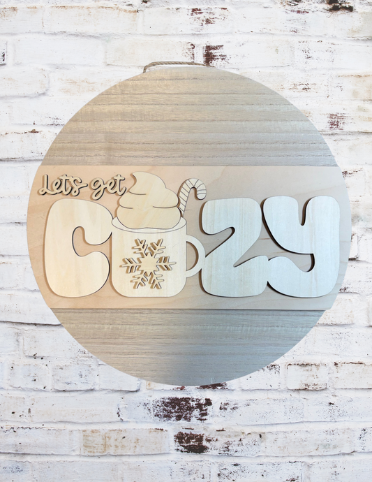 Let's Get Cozy Door Blank
