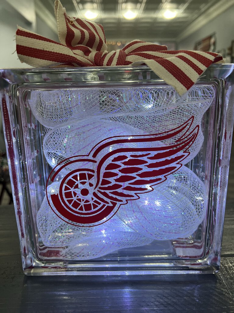 Red Wings Glass Block