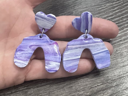 Purple Swirl Rainbow Earrings