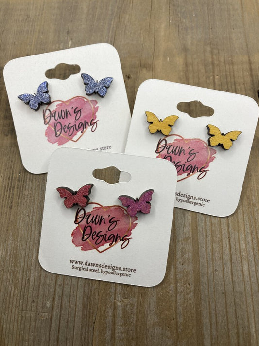Notched Wing Butterfly Stud